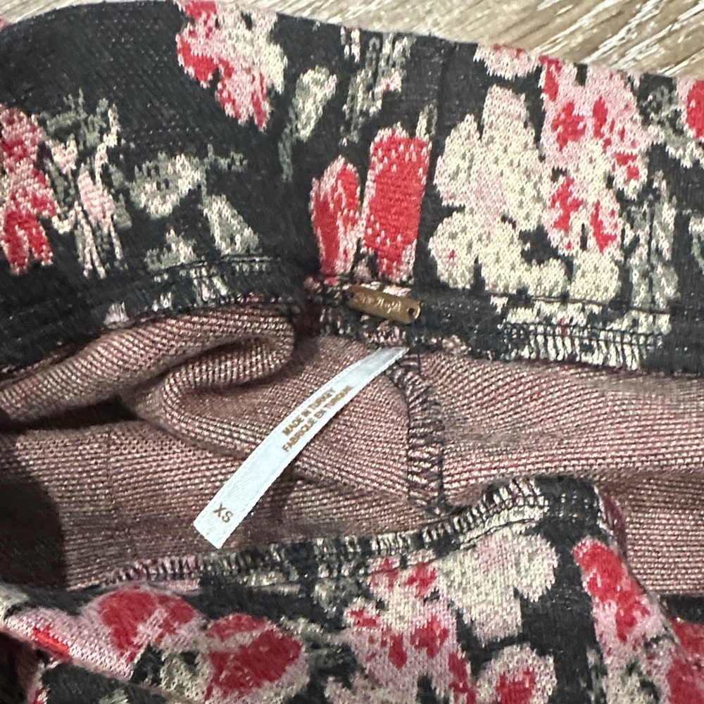 Free People Black and Pink Floral Wide Leg Pants - Picture 3 of 3
